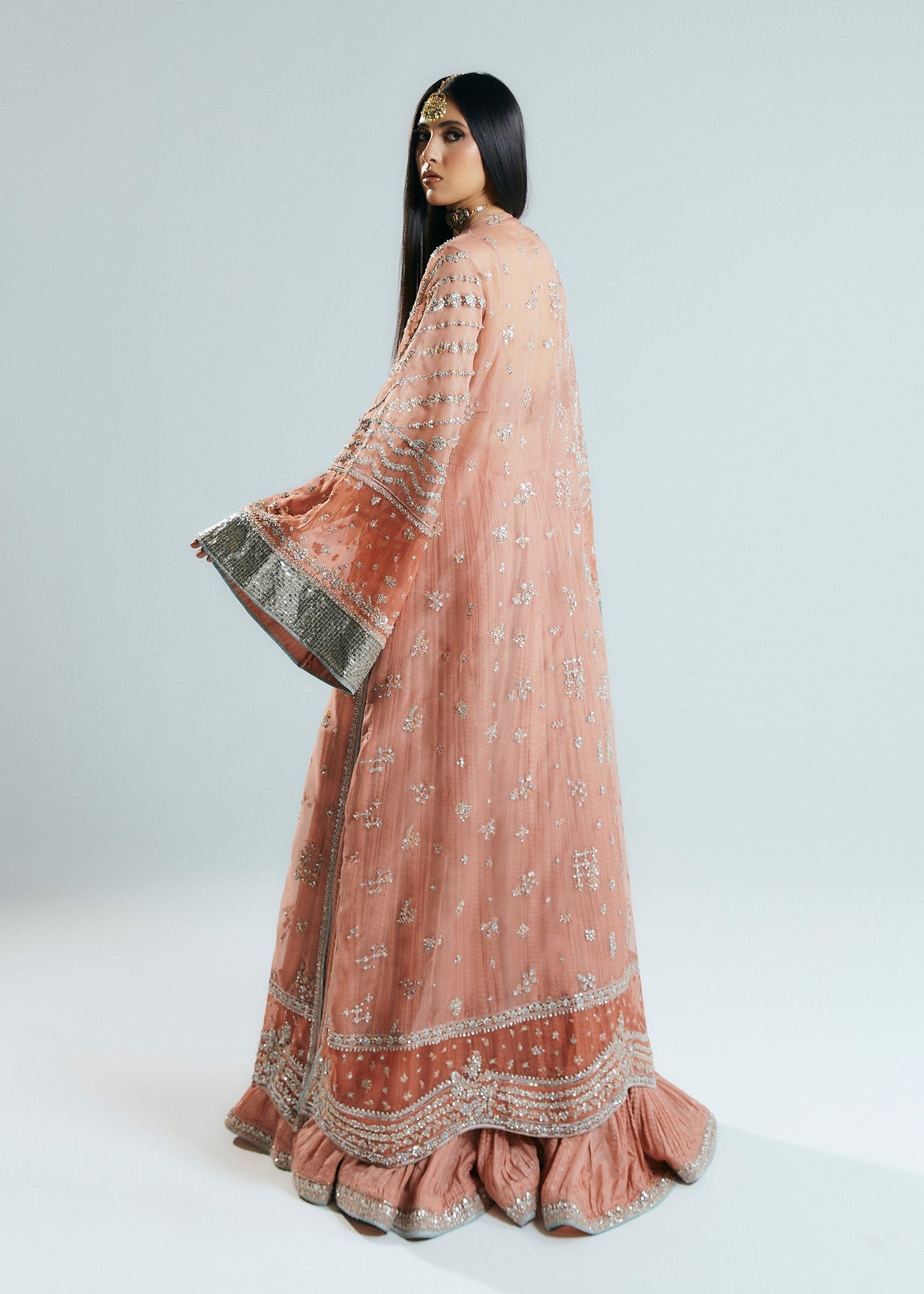 Hussain rehar white peach pink wedding edition