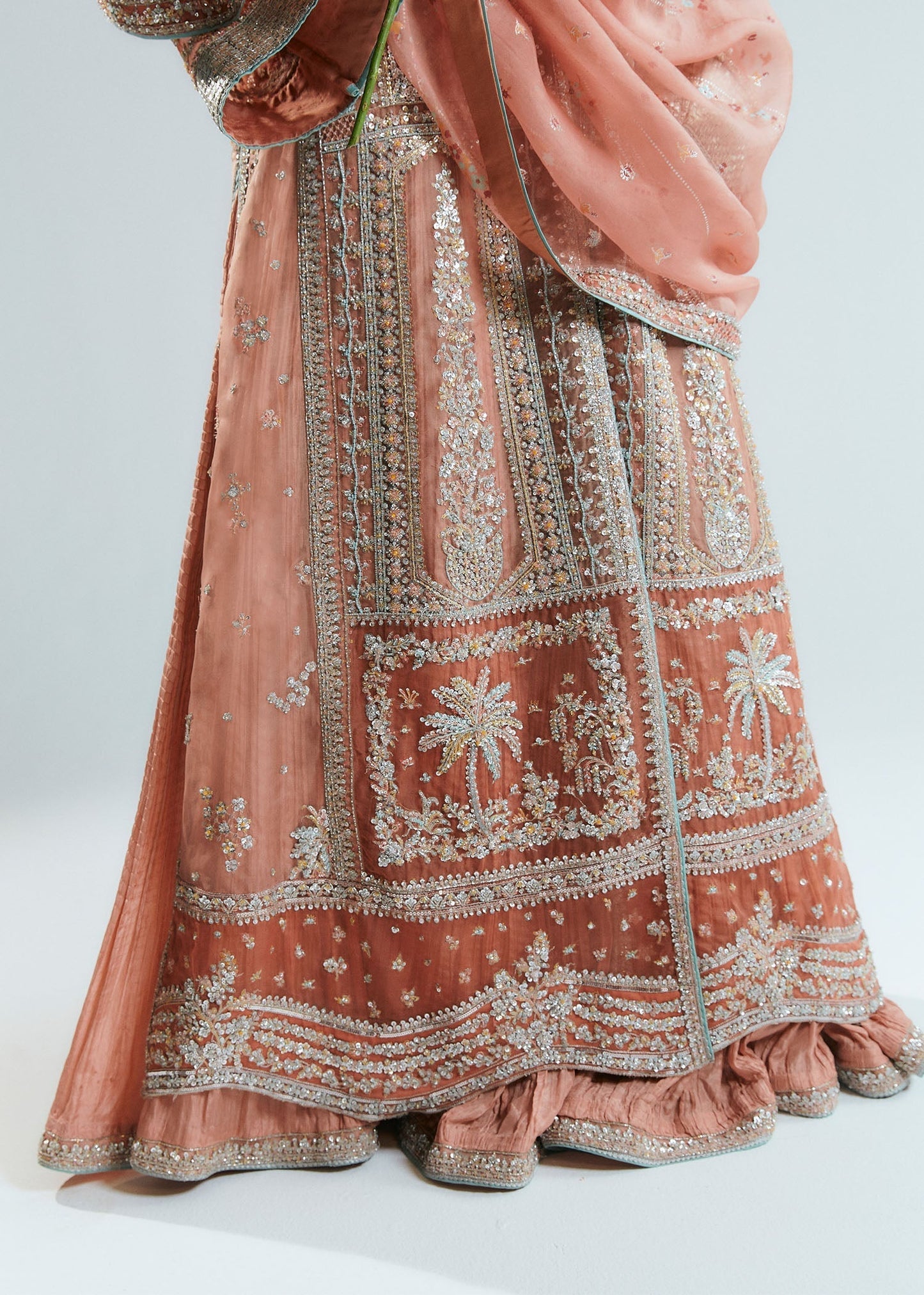 Hussain rehar white peach pink wedding edition