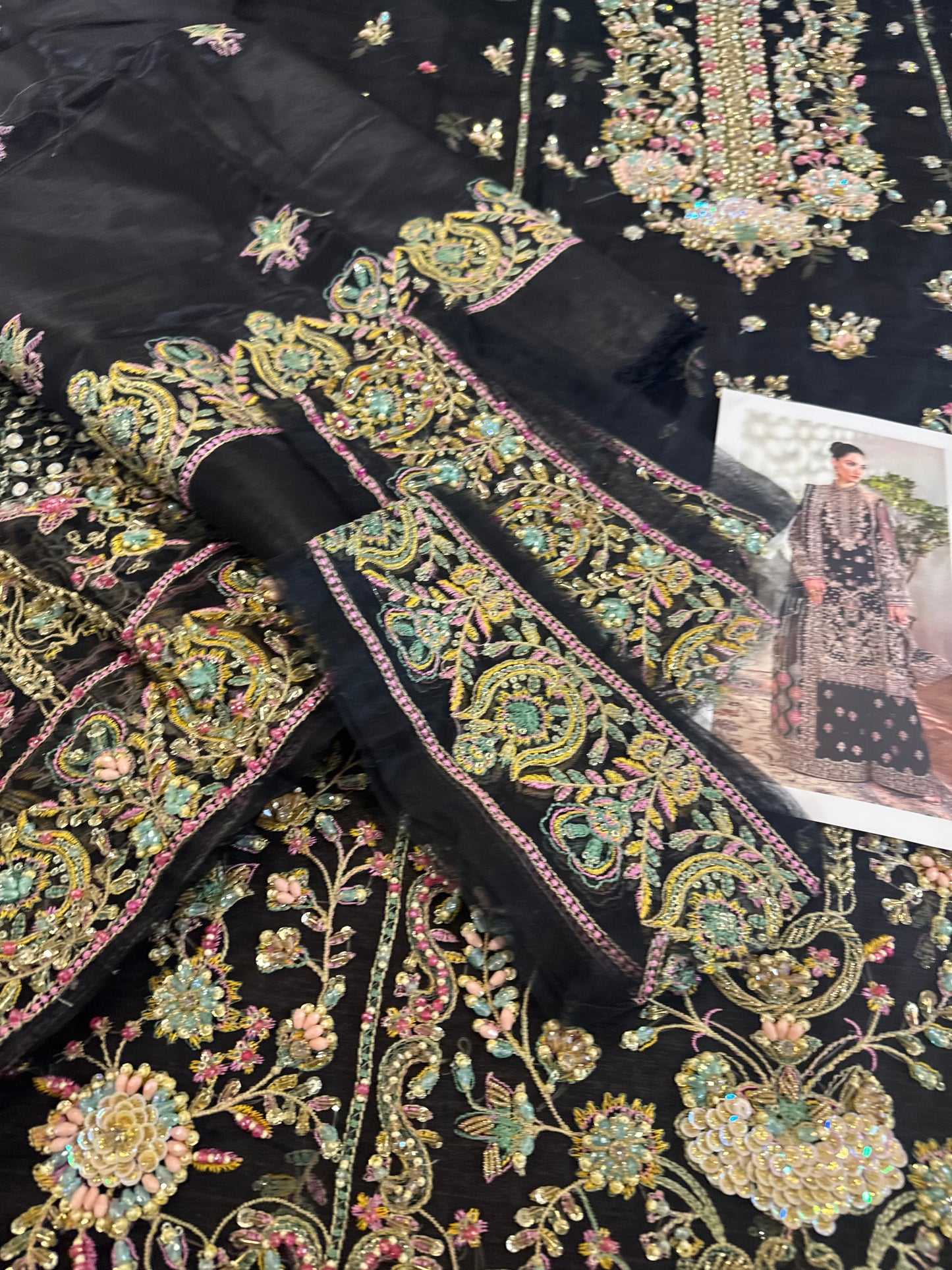 Kanwal Malik black chiffon wedding edition