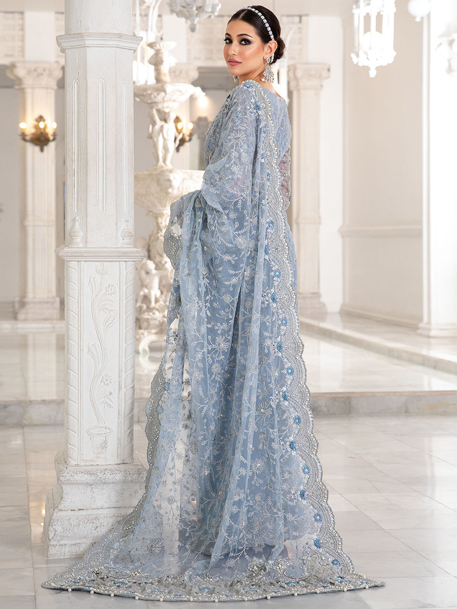 Ayana Ice Blue Net Saree