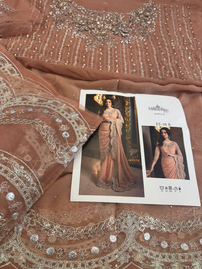 Pink peach saree