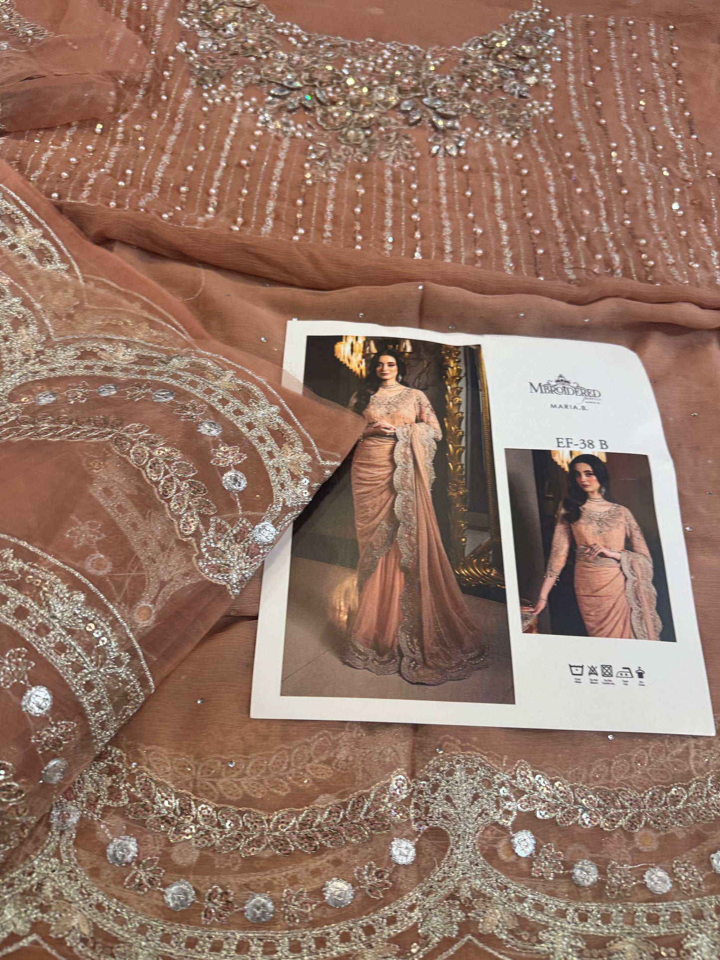 Pink peach saree