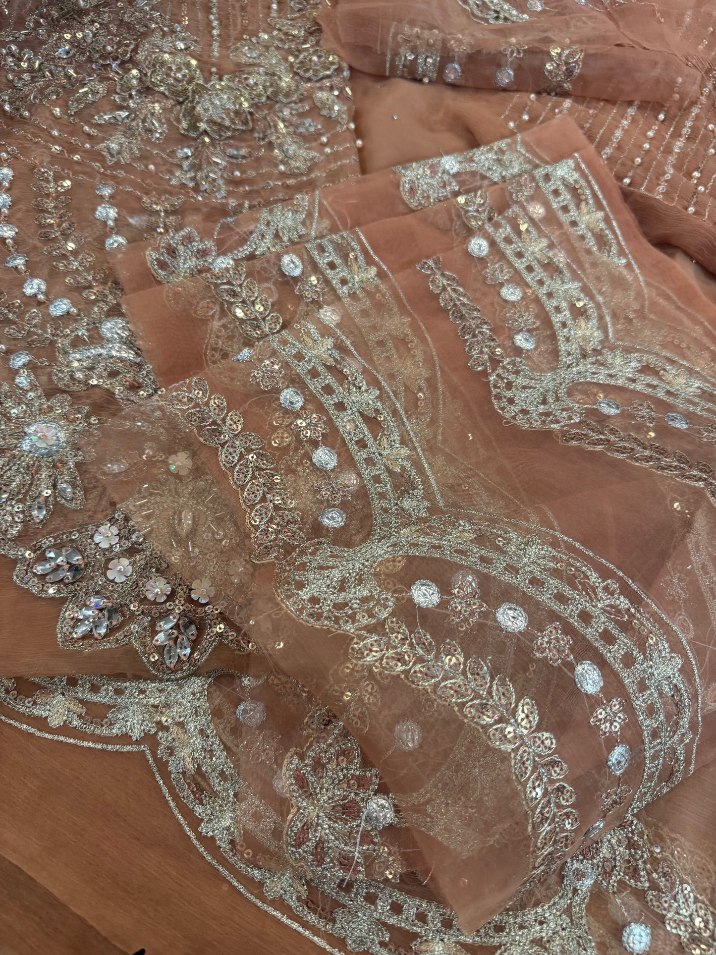Pink peach saree
