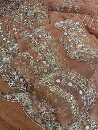 Pink peach saree