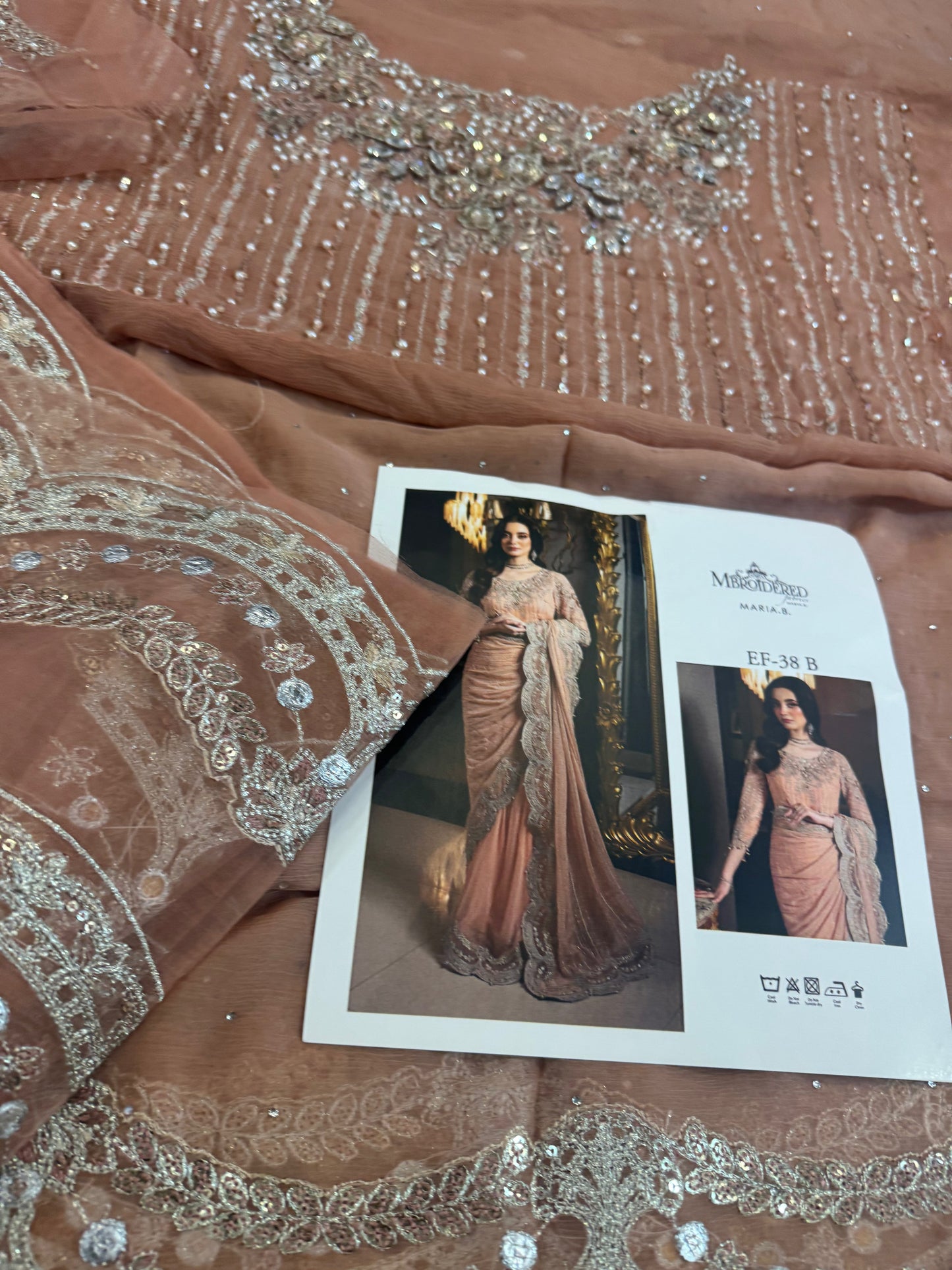 Pink peach saree