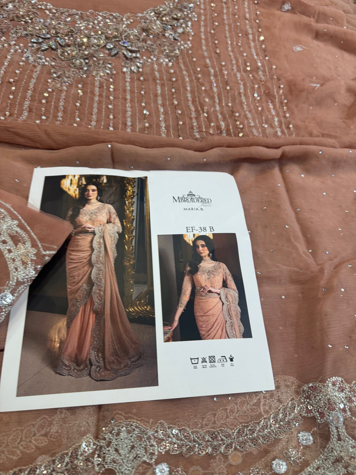 Pink peach saree