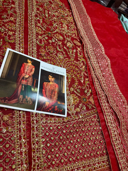 Hussain rehar red green wedding edition