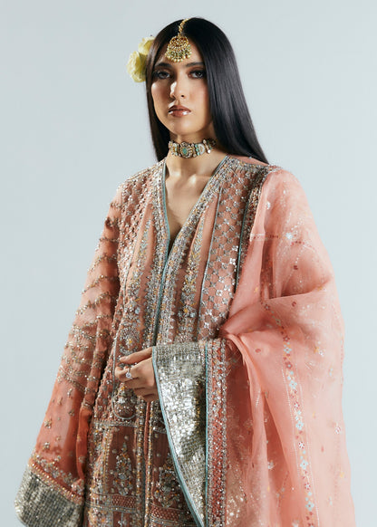 Hussain rehar white peach pink wedding edition