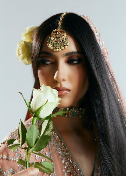 Hussain rehar white peach pink wedding edition