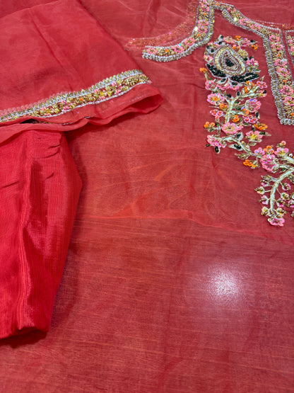 Hussain Rehar red bridal chiffon wedding edition