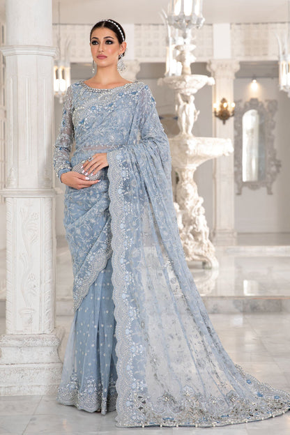 Ayana Ice Blue Net Saree