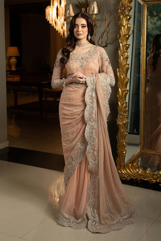Pink peach saree