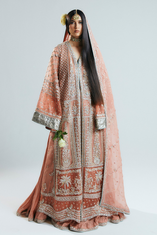 Hussain rehar white peach pink wedding edition