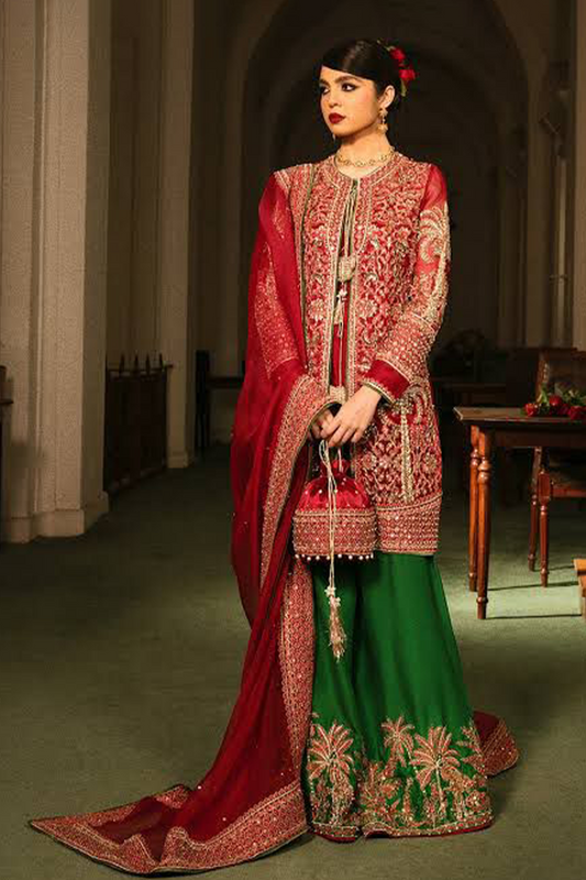 Hussain rehar red green wedding edition