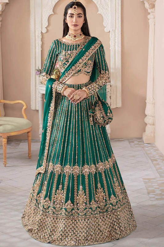 Lehenga Choli Elegant Pakistani Embroidered Wedding Stitched Dresses Collection-00W