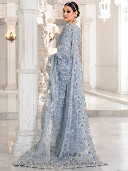 Ayana Ice Blue Net Saree